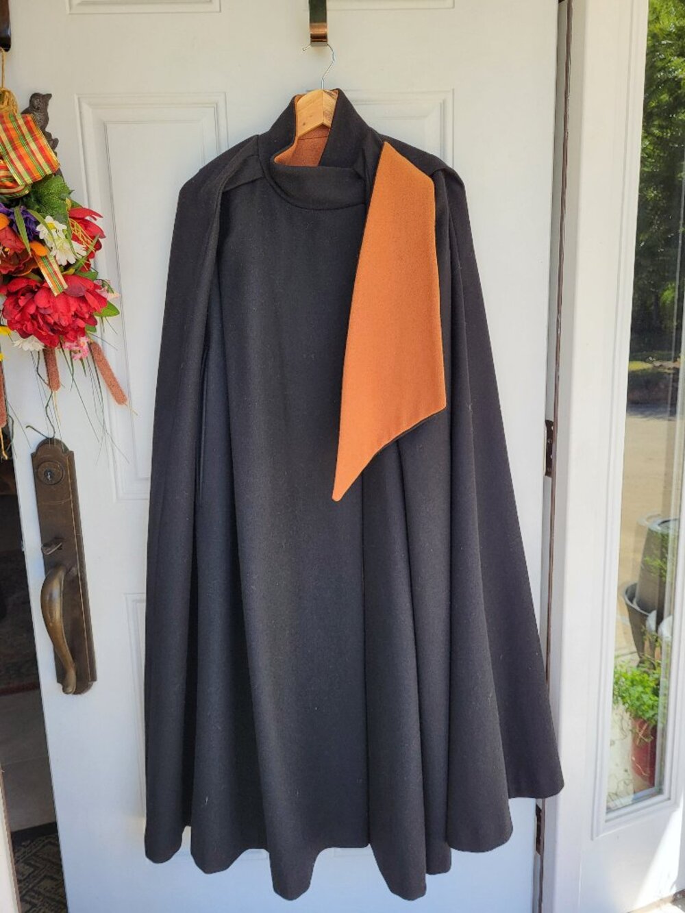 Vintage Black Wool Lined Cape